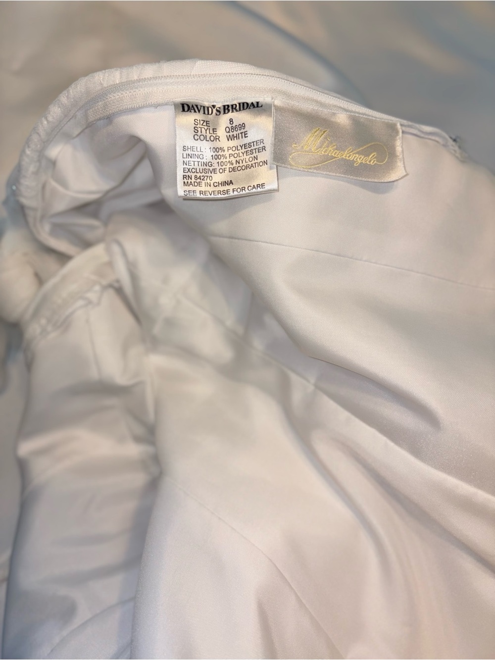 Beautiful Vintage 90s Michaelangelo Satin A Line Wedding Gown - Picture 6 of 6